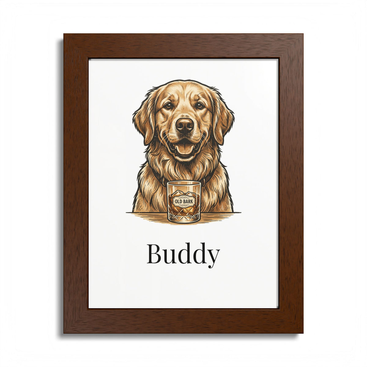Custom Framed Pet Portrait - Personalized Dog or Cat Photo Print With Name