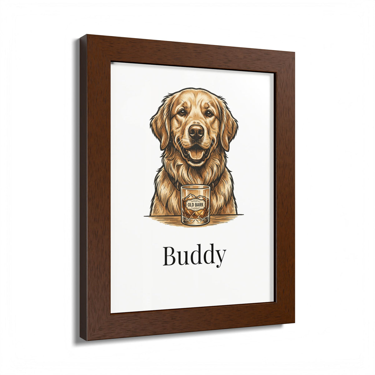 Custom Framed Pet Portrait - Personalized Dog or Cat Photo Print With Name