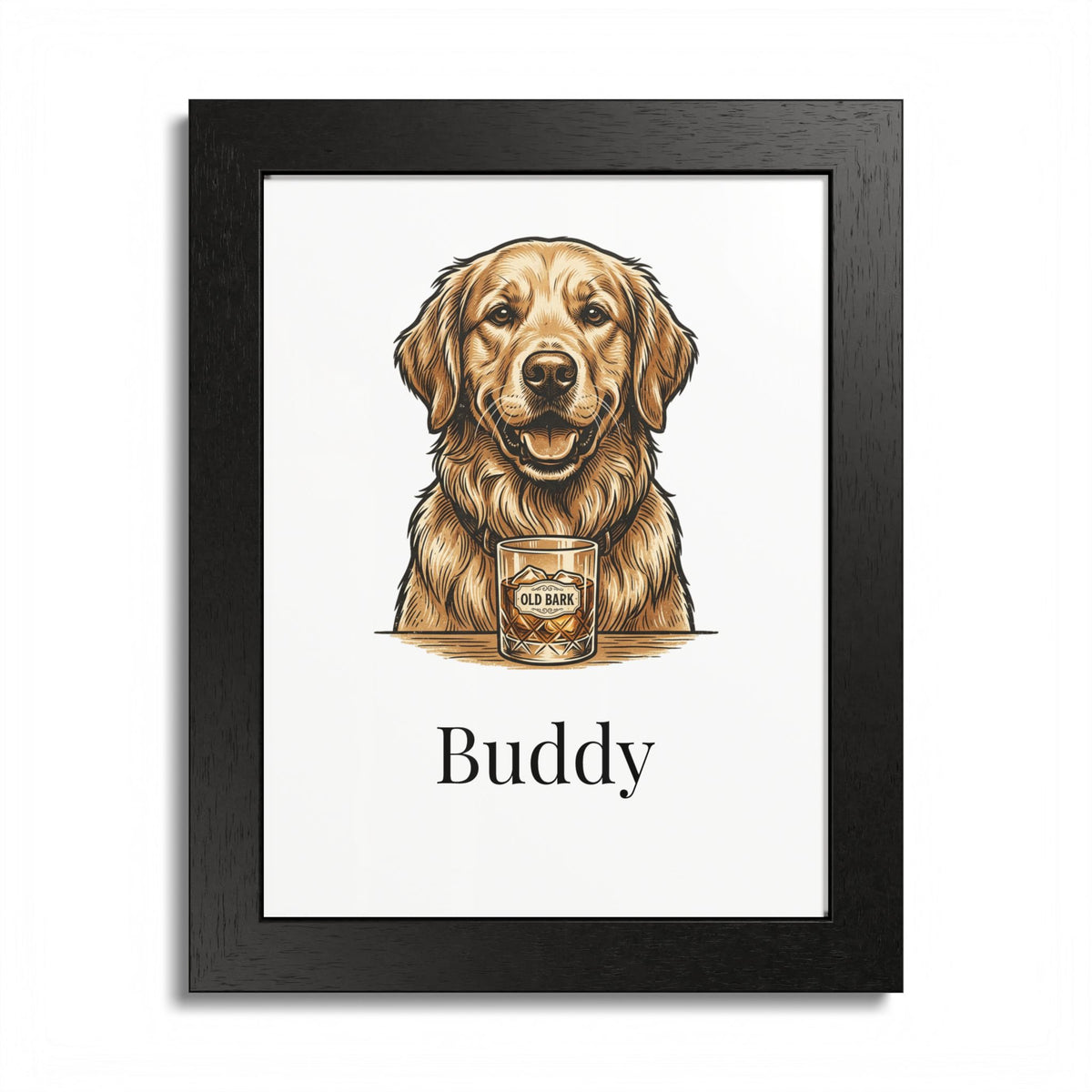 Custom Framed Pet Portrait - Personalized Dog or Cat Photo Print With Name