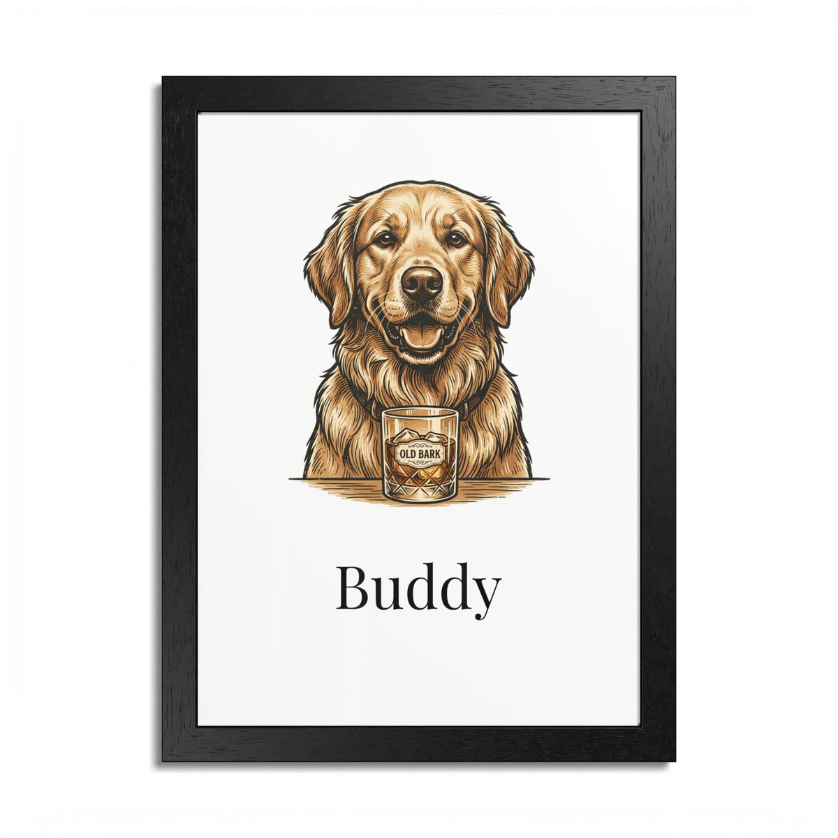 Custom Framed Pet Portrait - Personalized Dog or Cat Photo Print With Name