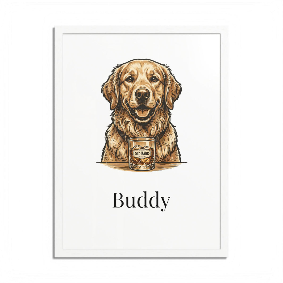 Custom Framed Pet Portrait - Personalized Dog or Cat Photo Print With Name