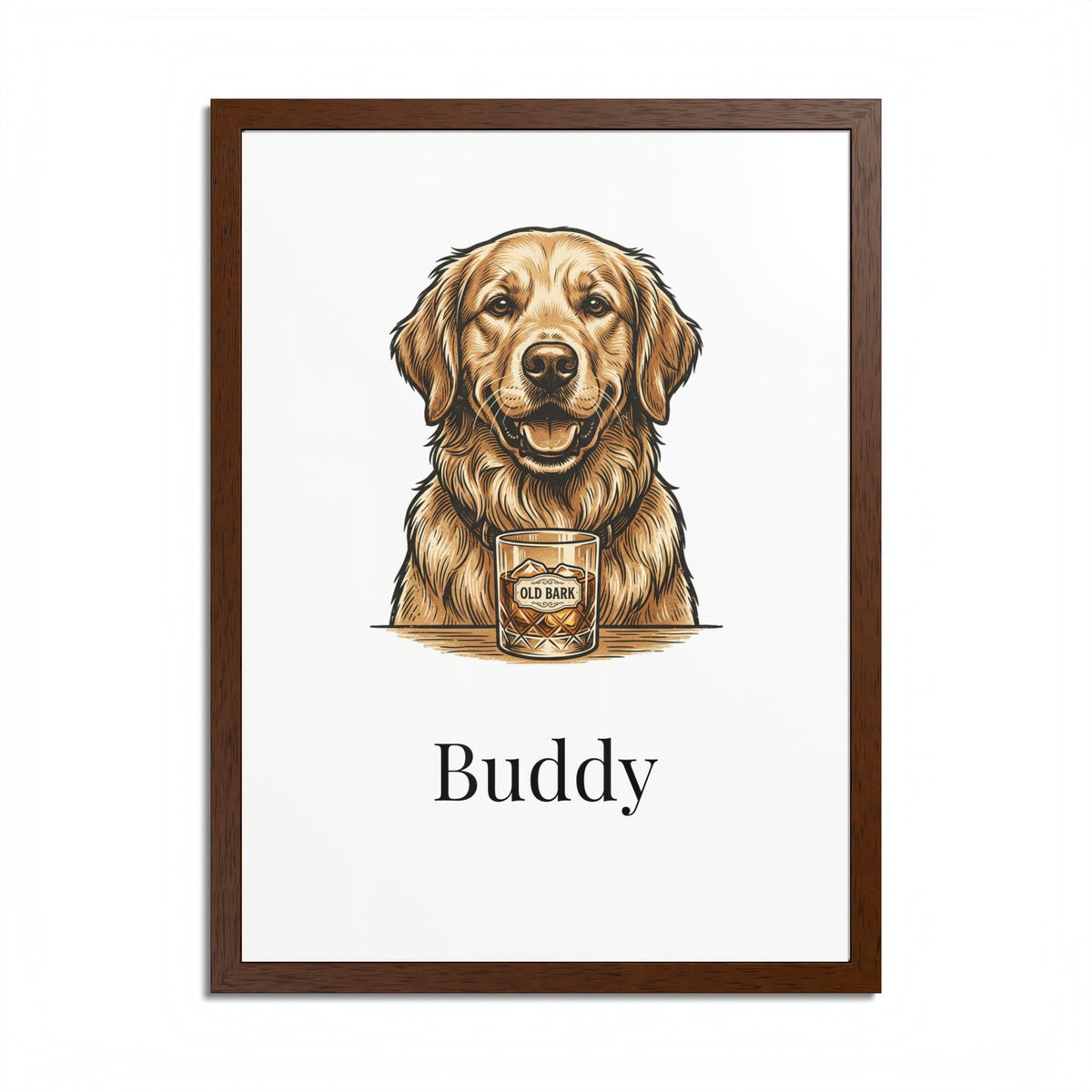 Custom Framed Pet Portrait - Personalized Dog or Cat Photo Print With Name