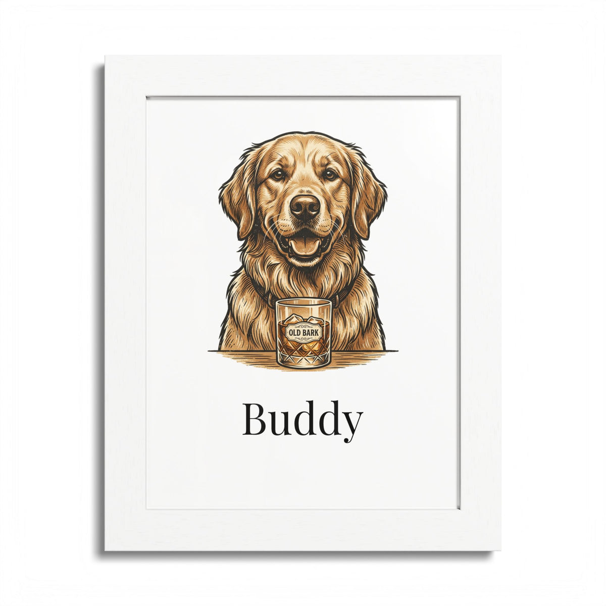 Custom Framed Pet Portrait - Personalized Dog or Cat Photo Print With Name