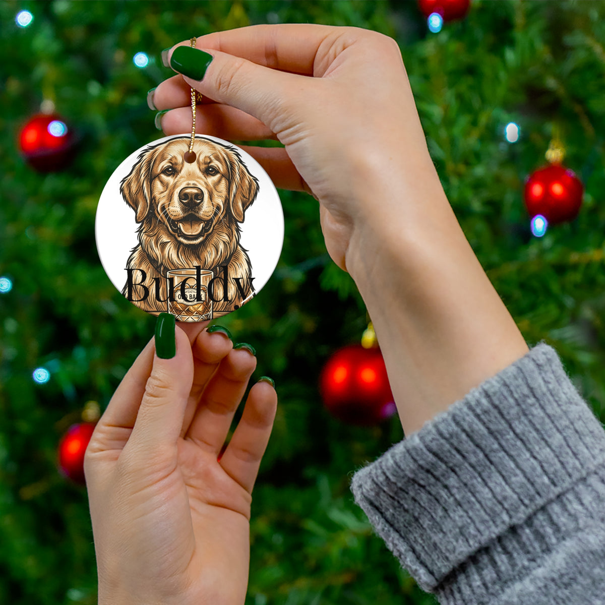 Personalized Pet Christmas Ornament - Custom Dog or Cat Photo Ornament With Name