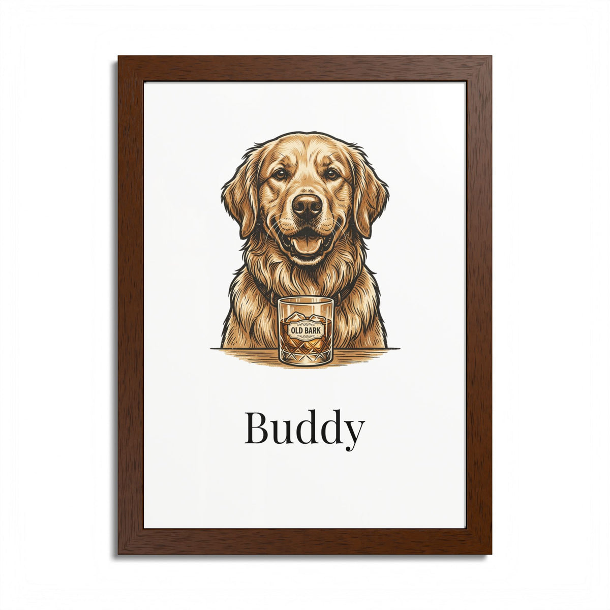 Custom Framed Pet Portrait - Personalized Dog or Cat Photo Print With Name