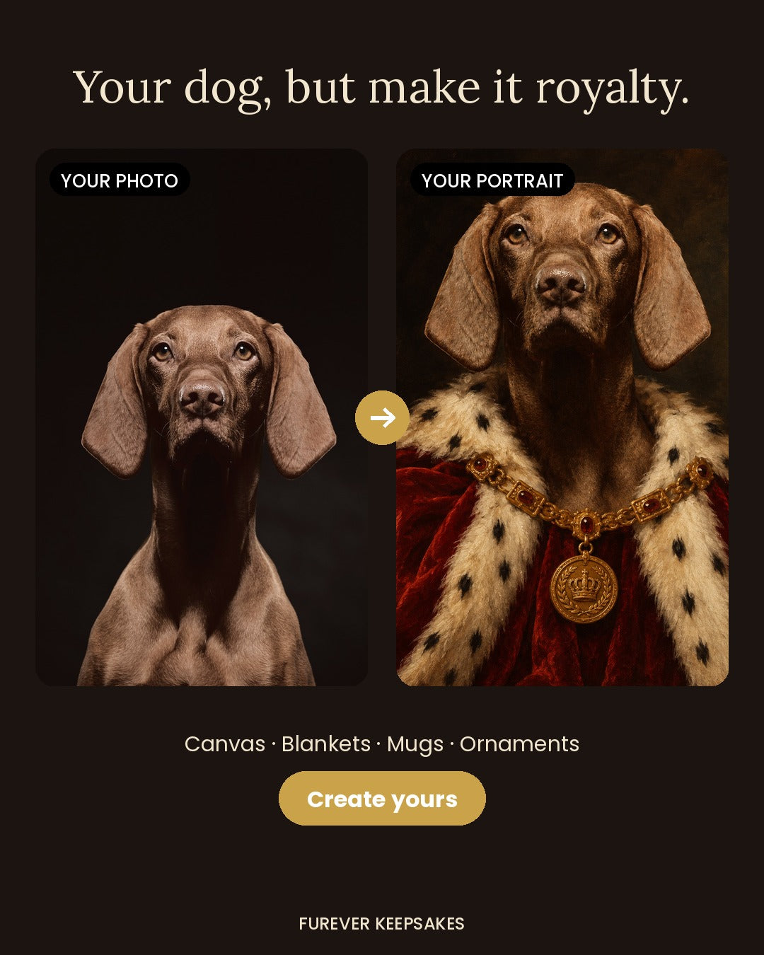 Royal Pet Portrait Canvas - Custom Renaissance Painting of Your Dog or Cat